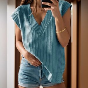 Here With Me V-Neck Shirt-blue